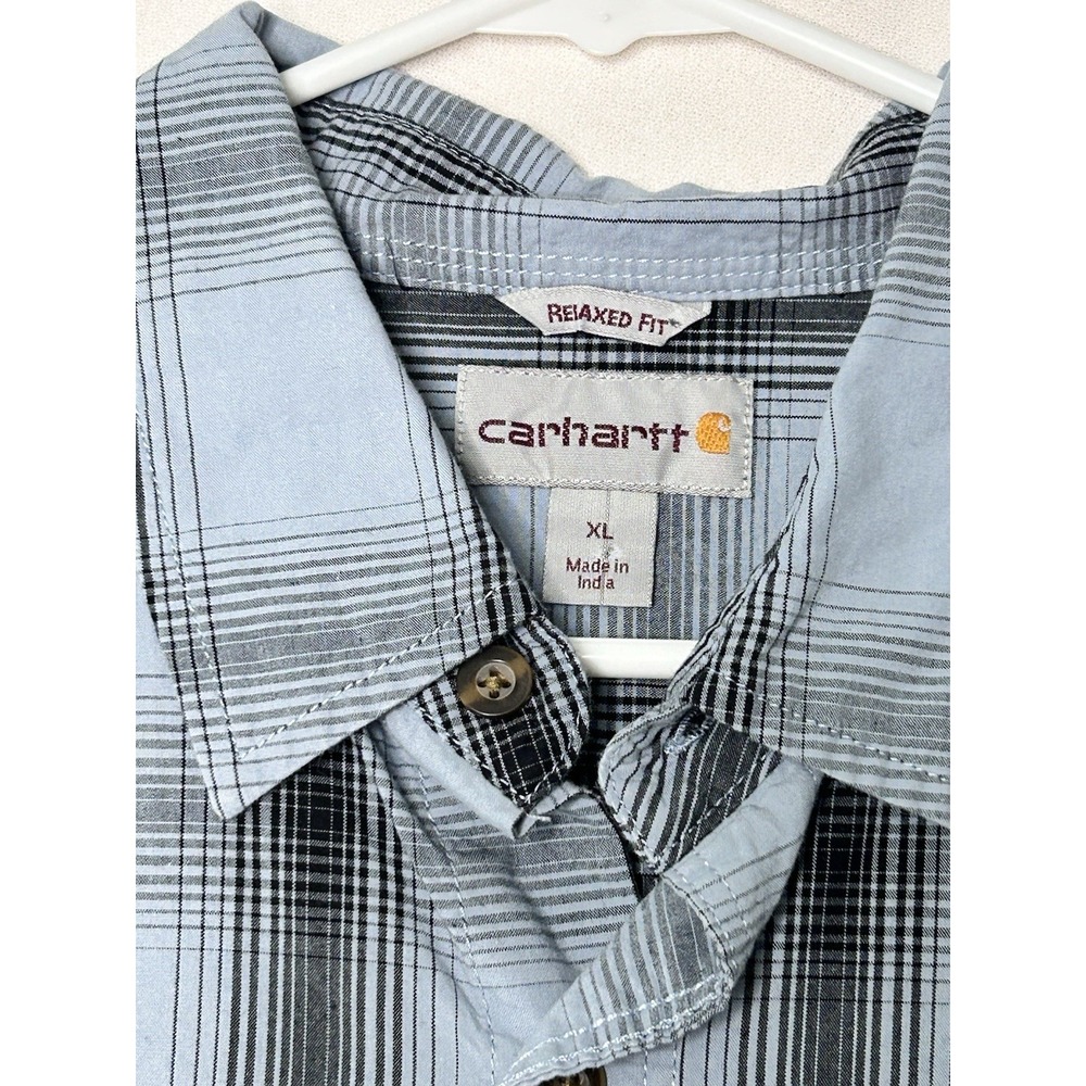 Carhartt Shirt Mens XL Blue Canvas Relaxed Fit Workwear Utility - Picture 3 of 5